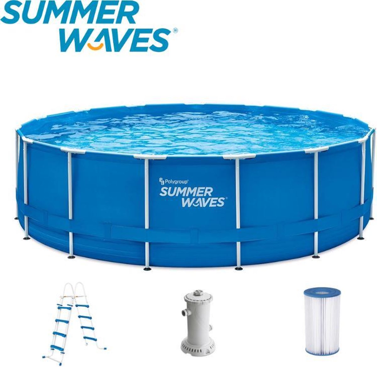 Summer Waves Frame Zwembad  | Ø 457 cm x 122 cm | Inclusief Filterpomp | Inclusief Trap | Blauw